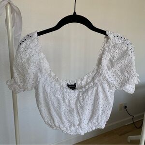 White Eyelet Crop Top